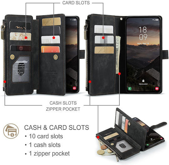Caseme Wallet Leather / Synthetic Leather Black (Galaxy S26 Realme C30)