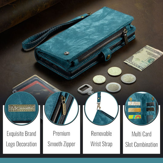 Caseme Wallet Silicon / Piele Artificială Albastră (iPhone 16)