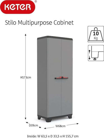 Doppelflügeliger Außenschrank aus Polypropylen 68x39x173cm