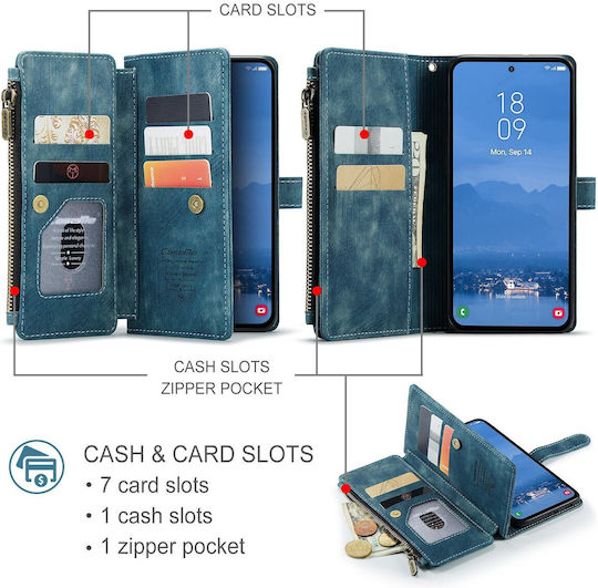 Caseme Портфейл Калъф Кожен / От Изкуствена Кожа Син (Realme C30)
