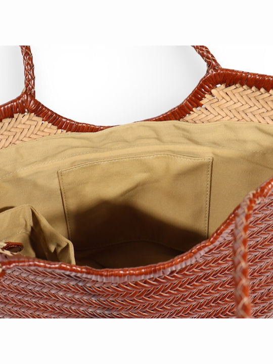 Leather Women's Shoulder Shopper Bag Brown