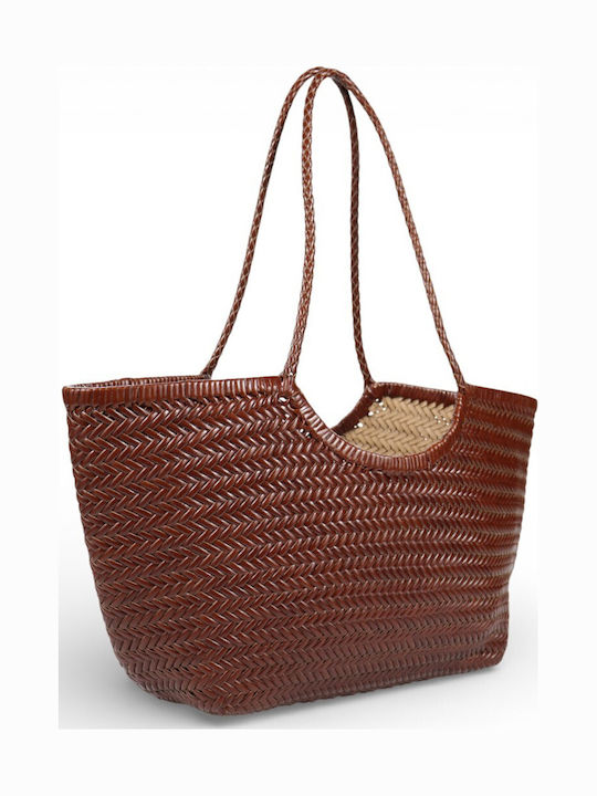 Leather Women's Shoulder Shopper Bag Brown