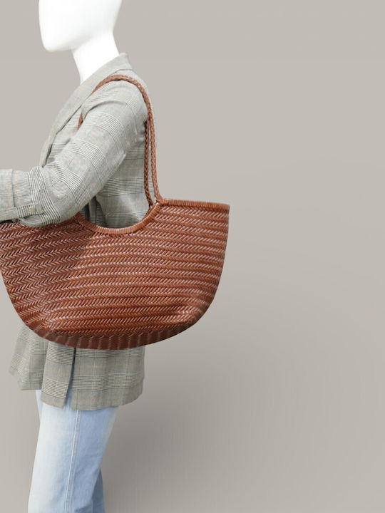 Leather Women's Shoulder Shopper Bag Brown