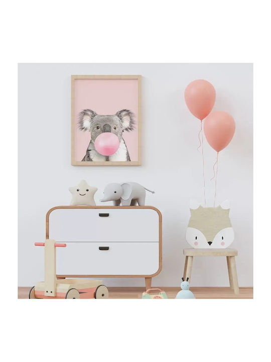 Kids Poster Koala With Pink Bubble 50x40cm