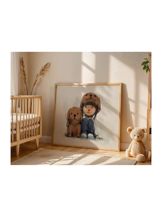 Kids Poster Girl With Puppy 50x40cm