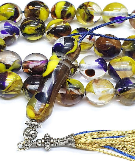 Roloi Komboloi Worry Beads with 33 Beads Made of Resin Length 44cm Multicolour