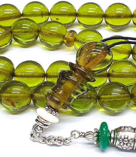 Roloi Komboloi Worry Beads with 33 Beads Made of Mastic Length 43cm Green