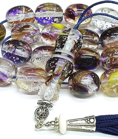 Roloi Komboloi Worry Beads with 17 Beads Made of Resin Length 35cm Multicolour