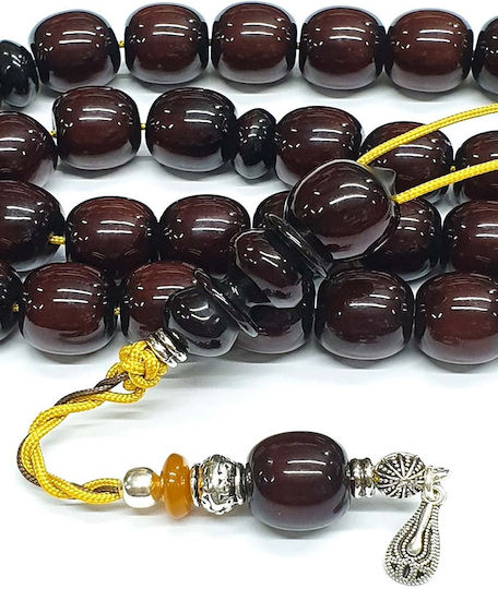 Roloi Komboloi Worry Beads with 33 Beads Made of Mastic Length 45cm Burgundy