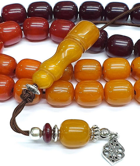 Roloi Komboloi Worry Beads with 33 Beads Made of Resin Length 44cm Multicolour
