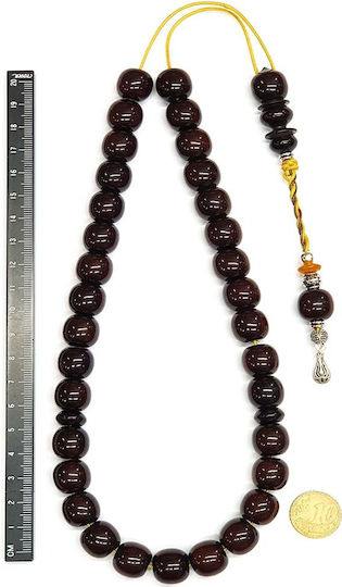 Roloi Komboloi Worry Beads with 33 Beads Made of Mastic Length 45cm Burgundy