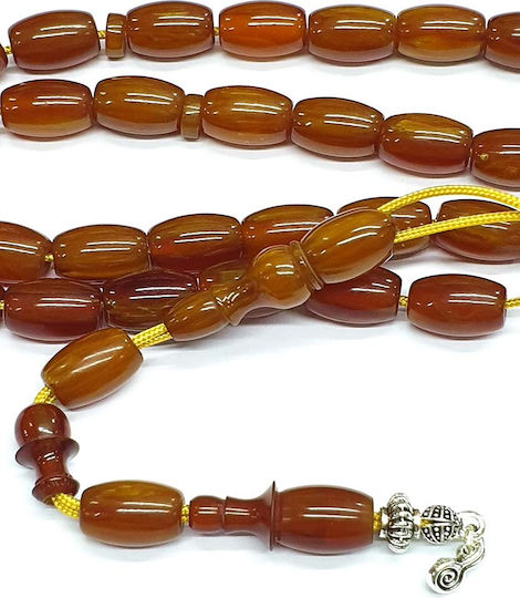 Roloi Komboloi Worry Beads with 33 Beads Made of Mastic Length 38cm Brown