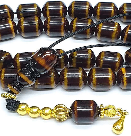 Roloi Komboloi Worry Beads with 33 Beads Made of Mastic Length 44cm Brown