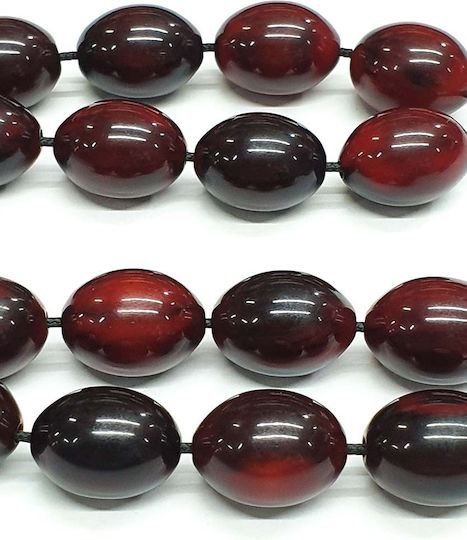 Roloi Komboloi Worry Beads with 17 Resin Beads Length 34cm Burgundy
