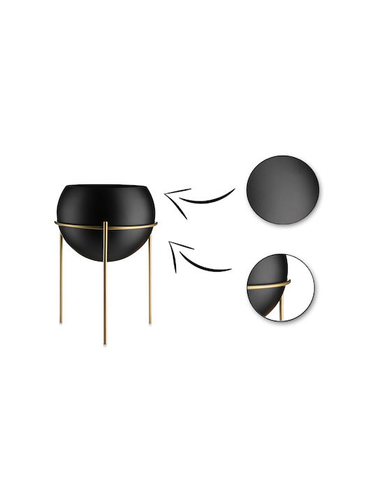 HowHomely Γλάστρα Μεταλλική Gold Black 25εκ.