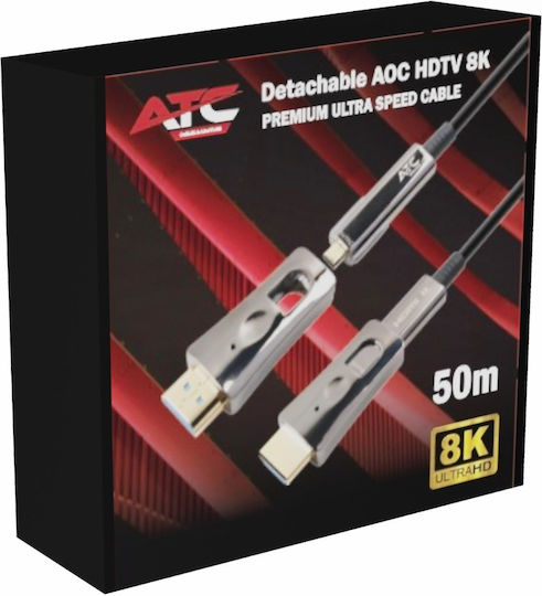 ATC HDMI 2.1 Ultra High Speed 48Gbps 4K 120Hz HDR VRR Kabel HDMI-Stecker - HDMI-Stecker 50m Schwarz