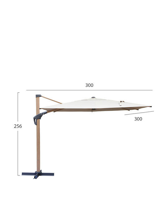 Professional Hanging Squared Aluminum Parasol Javante Beige 2.56x2.56xH2m