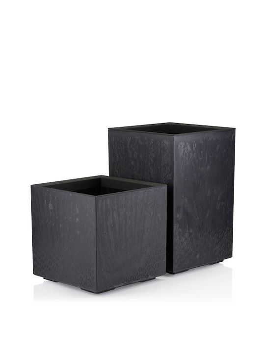 HowHomely Ghiveci De Flori Din Beton Negru 40x40 Cm