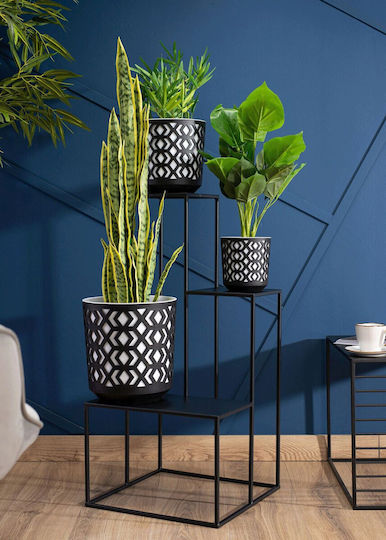 HowHomely Flower Pot White-Black 25x27cm