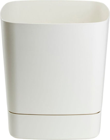HowHomely Γλάστρα Τσιμεντένια Cream με Πιάτο 25x25εκ.