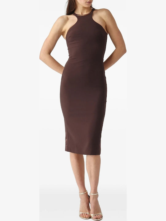 Midi Evening Satin Dress Cocoa