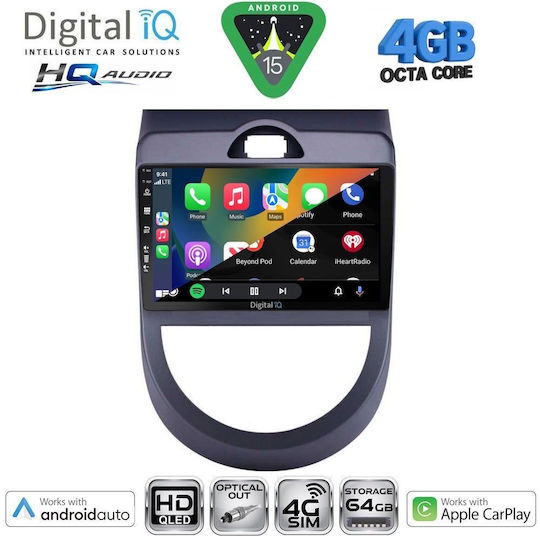 Digital IQ Автомобилна Аудио Система За Kia Soul 2008-2013 Bluetooth USB Вграден Wi-Fi GPS Apple CarPlay Android Auto С Touch Screen 9"