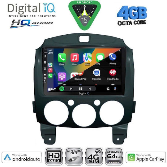 Digital IQ Car Audio System for Mazda 2 2007-2014 Bluetooth USB WiFi GPS Apple CarPlay Android Auto with 9" Touch Screen