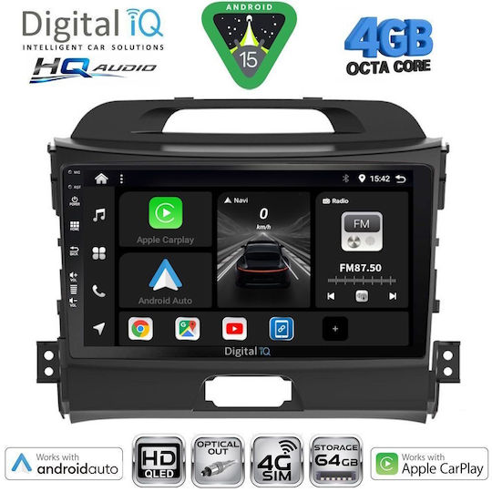 Digital IQ Автомобилна Аудио Система За Kia Soul 2008-2013 Bluetooth USB Вграден Wi-Fi GPS Apple CarPlay Android Auto С Touch Screen 9"