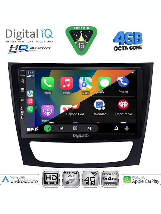 Digital IQ Auto-Audiosystem für Mercedes-Benz E Klasse / CLS Klasse 2003-2009 Bluetooth USB Eingebautes Wi-Fi GPS Apple CarPlay Android Auto mit 9 Zoll Touchscreen