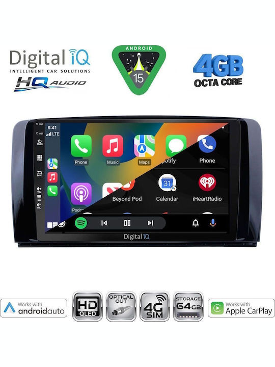 Digital IQ Auto-Audiosystem für Mercedes-Benz R-Klasse 2006-2015 Bluetooth USB Eingebautes Wi-Fi GPS Apple CarPlay Android Auto mit 9 Zoll Touchscreen