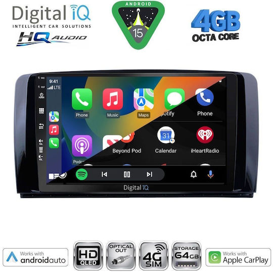 Digital IQ Car Audio System for Mercedes-Benz R-Class 2006-2015 Bluetooth USB WiFi GPS Apple CarPlay Android Auto with 9" Touch Screen