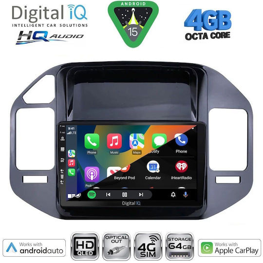 Digital IQ Car Audio System for Mitsubishi Pajero 1999-2006 Bluetooth USB WiFi GPS Apple CarPlay Android Auto with 9" Touch Screen