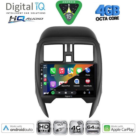 Digital IQ Car Audio System for Nissan Navara 1998-2004 Bluetooth USB WiFi GPS Apple CarPlay Android Auto with 10" Touch Screen