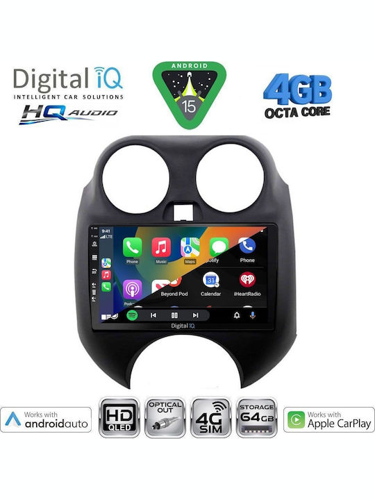 Digital IQ Car Audio System for Nissan Micra 2010-2014 Bluetooth USB WiFi GPS Apple CarPlay Android Auto with 9" Touch Screen
