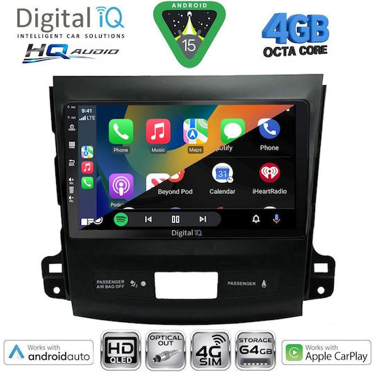 Digital IQ Car Audio System for Peugeot 4007 Mitsubishi Outlander Citroen C-Crosser 2006-2012 (Bluetooth/USB/WiFi/GPS/Apple CarPlay/Android Auto) with 9" Touch Screen