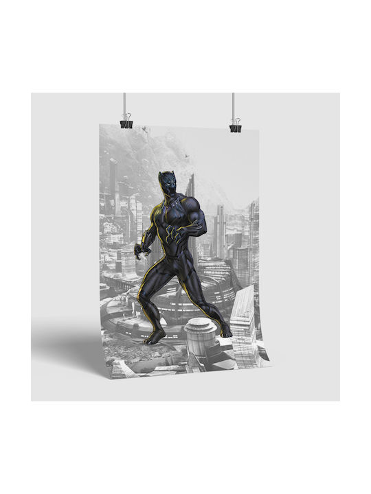 Poster Comic Black Panther Cm026 21cm X 30cm Cadru Alb Pvc