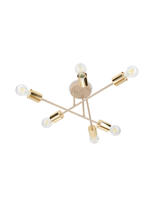 HowHomely Deckenleuchte Beige für 6 E27 Lampenbirnensockel
