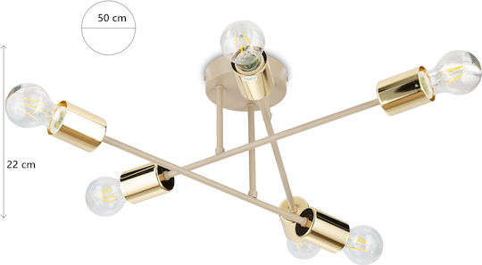 HowHomely Beige Pendant Ceiling Light For 6 E27 Bulbs