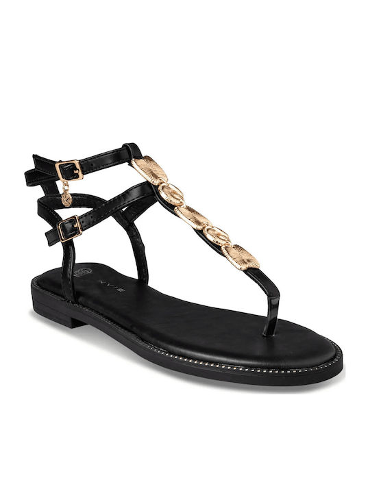 Damen Flache Sandalen Schwarz