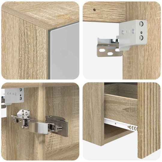 vidaXL Badezimmer Waschtisch-Einheit mit Licht M43xB16xH62.5cm Sonoma Holzschatten