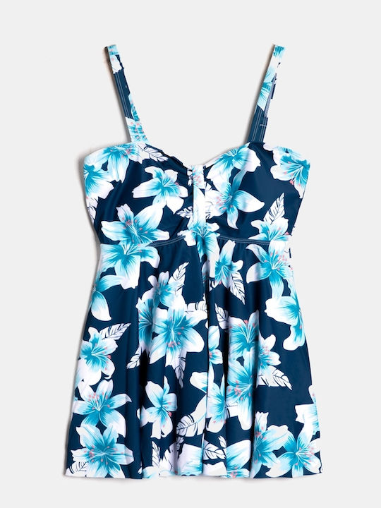 Plus Size Set Bikini Tankini Albastru Eșarfă Mărimea 2XL Albastru