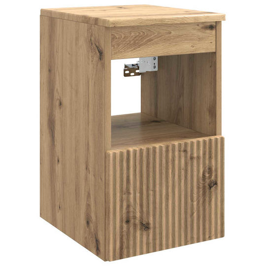 vidaXL Badezimmer Waschtisch-Einheit mit Licht M43xB16xH62.5cm Eiche