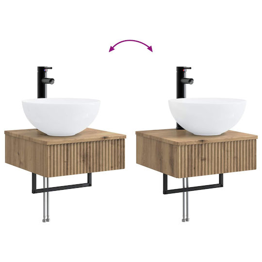 vidaXL Badezimmer Waschtisch-Einheit mit Licht M43xB16xH62.5cm Eiche