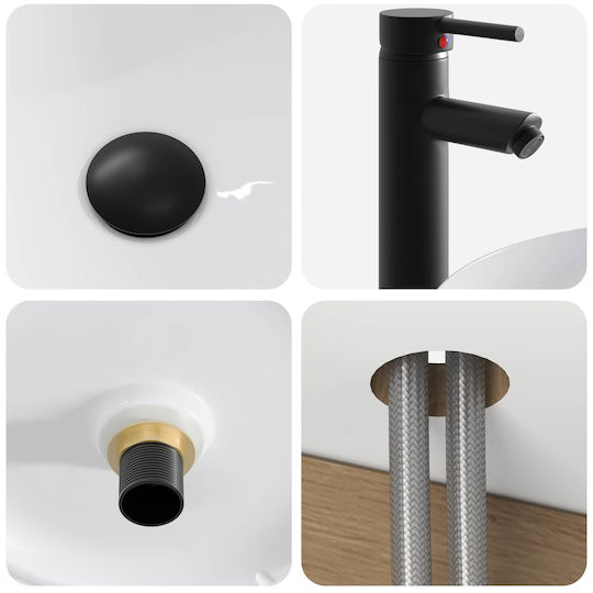 vidaXL Badezimmer Waschtisch-Einheit mit Licht 53x15.5x70cm Eiche