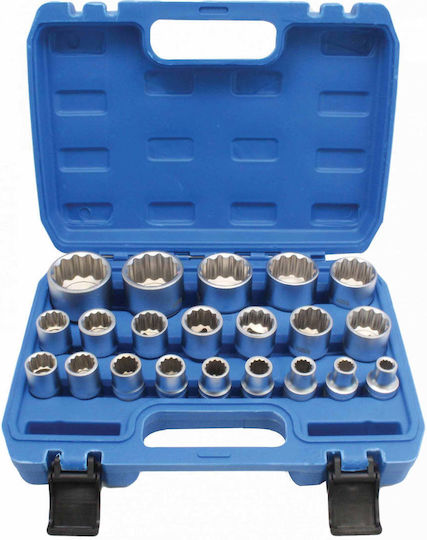 Satra Spline Sockets with 1/2" Drive Frame Set 21 Pieces