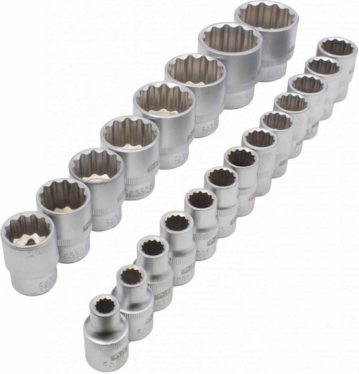 Satra Spline Sockets with 1/2" Drive Frame Set 21 Pieces