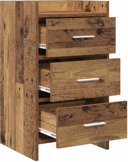 Metal Bedside Table With Brown Glass Surface 40x36x70cm