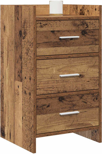 Metal Bedside Table With Brown Glass Surface 40x36x70cm