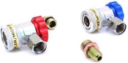 Set of 90° Quick Link Adapter Fittings for R134a Air Conditioning