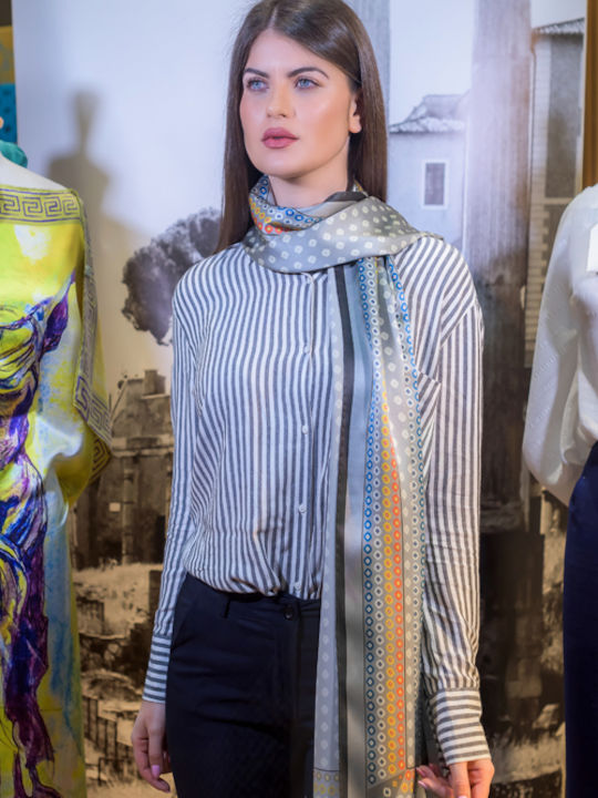 Kalfas Luxury Silk Дамски Копринен Шал Сив
